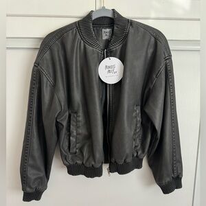 NWT Princess Polly Washed Black Leather cropped jacket